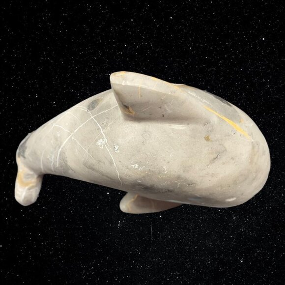 Hand Carved Gray Marble Stone Dolphin Figurine Paperweight 4.5”T 5”W - Picture 9 of 10